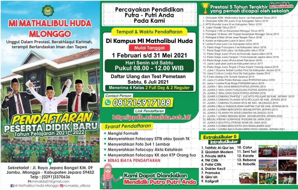 Brosur Pendaftaran MI Mathalibul Huda Mlonggo